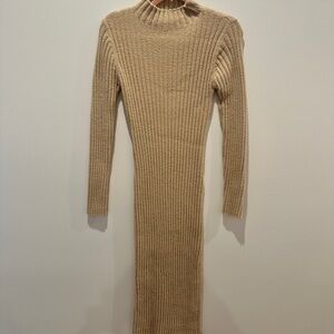 Vici Tan Long Sleeve Knit Dress